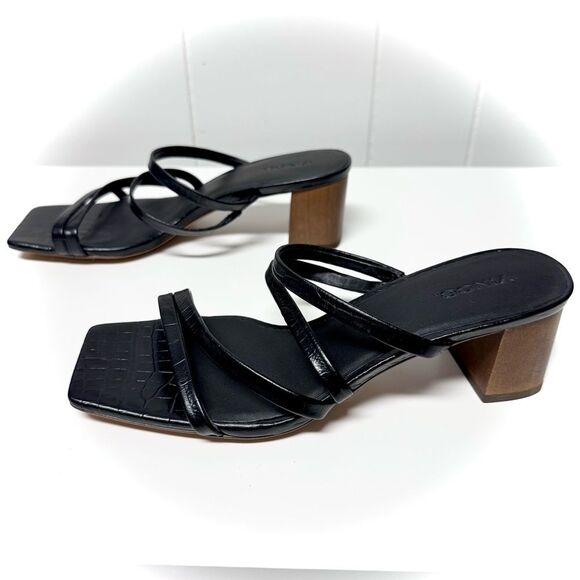 Vince. Elita Croc Embossed Leather Mule Heeled Sandal Size 7.5 - Picture 3 of 7